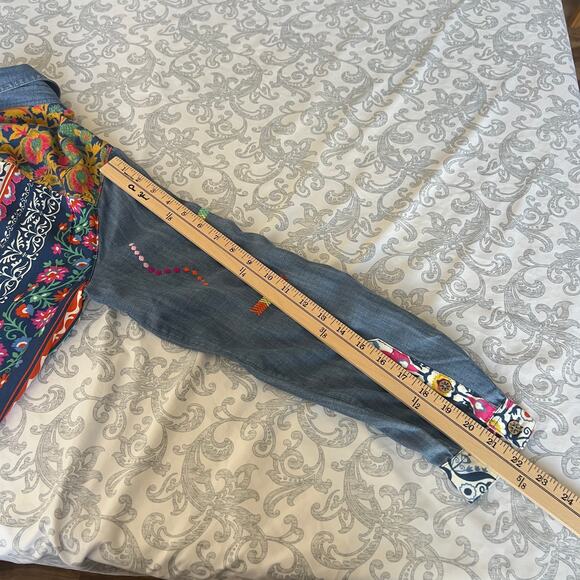 John Mark Bohemian Embroidered Long Sleeve Button Down Blouse Size S - Picture 12 of 13